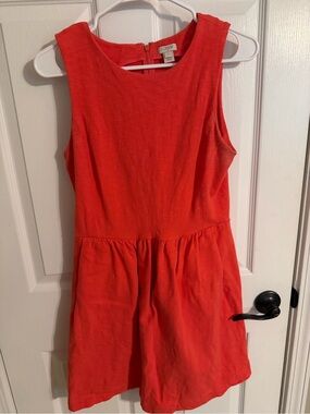 J. Crew Coral-Red Sleeveless Fit-and-Flare Dress